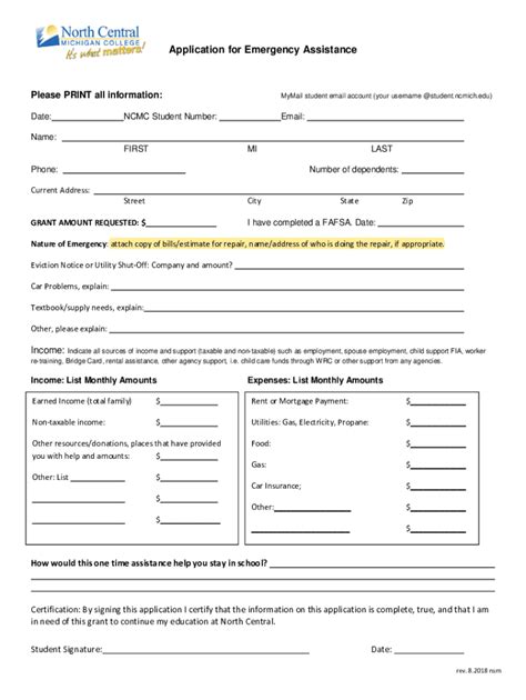 application cul|Emergency Assistance Forms